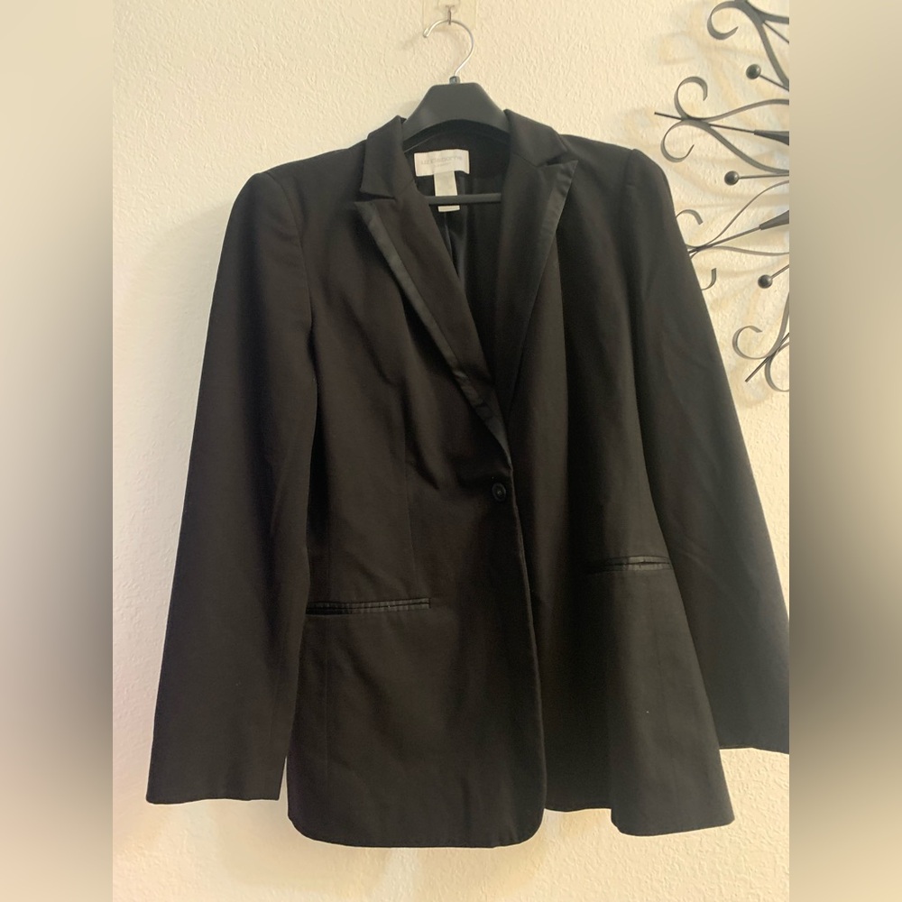 Liz Claiborne New Womens Black Lined One Button Blazer Jacket Size 14